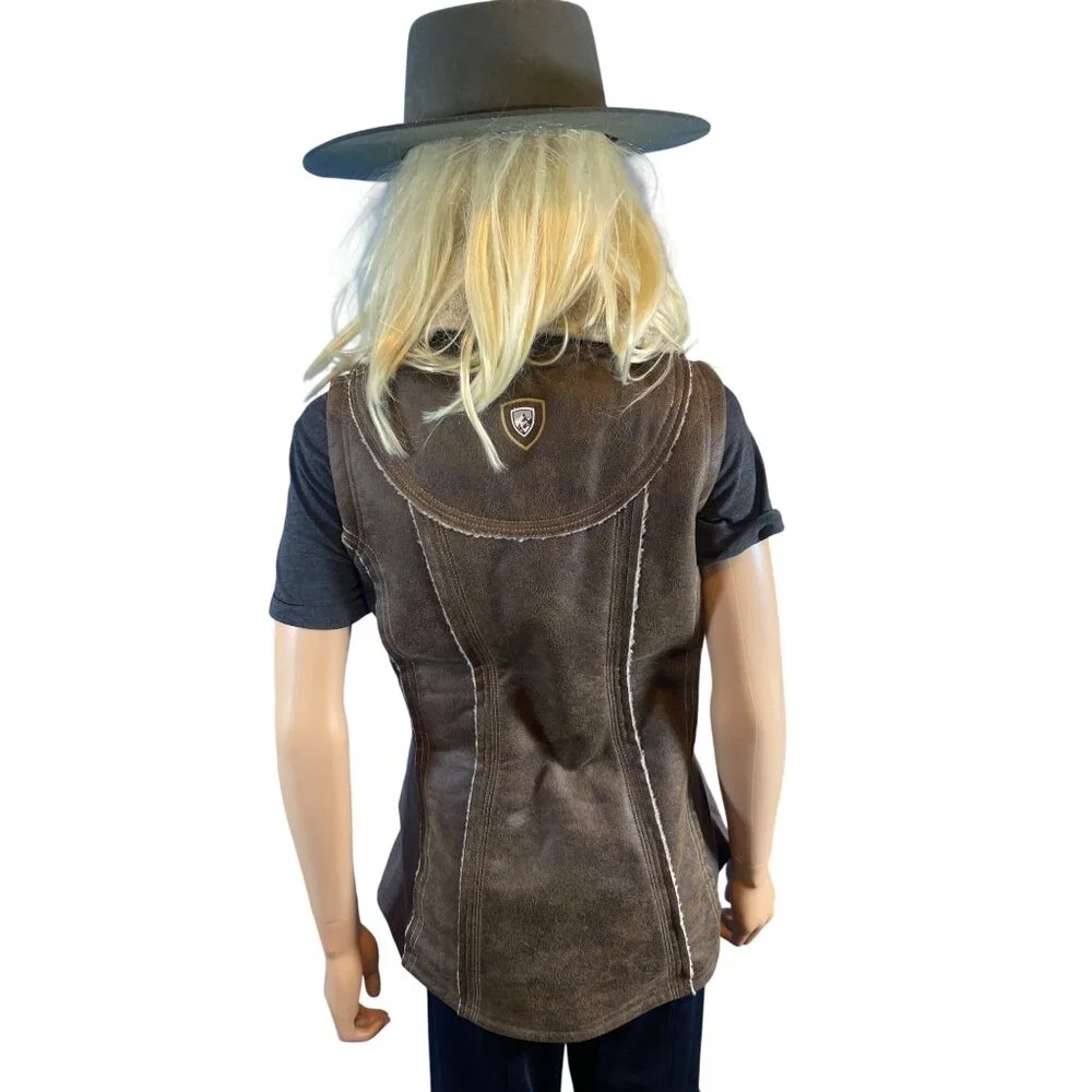 NWT KUHL Womens Dani Sherpa Vest Italian Faux Leather Shearling S Brown MSRP$219 - Picture 11 of 17